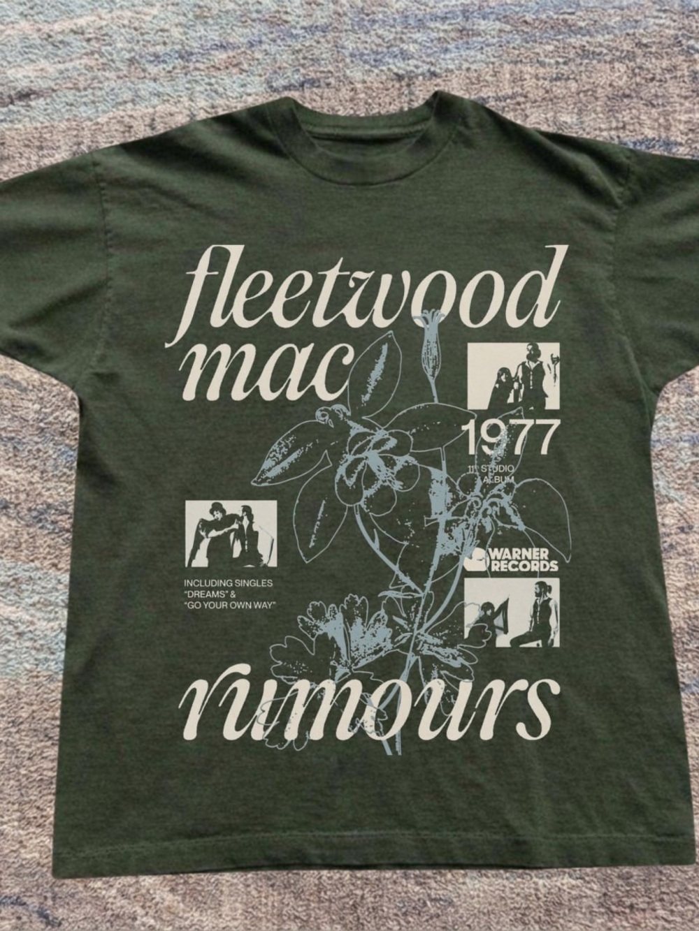 Gildan Olive Green Fleetwood Mac "Rumours" 1977 Graphic Tee